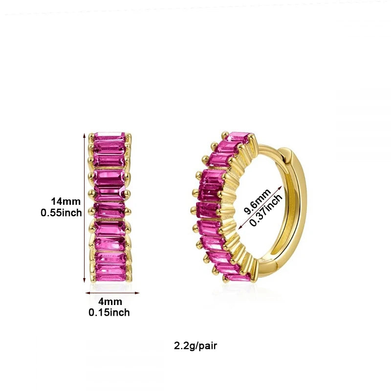 Gold Plated CZ Fashion Hoop Earrings Set Zircon Dangle Earrings - Party Wedding or Everyday Jewelry