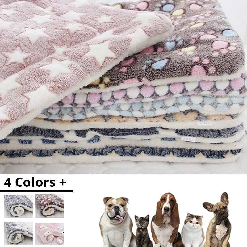 Pet Bed and Blanket Sleeping Mat Dog Bed Cat Bed Soft Hair Thickened Blanket Pad Fleece Home Washable Warm Pattern Blanket Pet Supplies