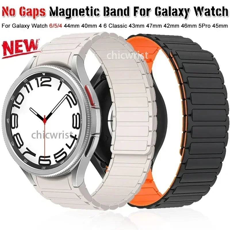 20mm Silicone Magnetic Band for Samsung Watch Galaxy4 6 Classic 43mm 47mm 42 46mm 6 5 4 44 40mm No Gaps Strap 5Pro 45mm Bracelet