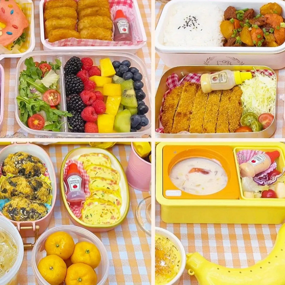 55pc Lunch Box Accessories Fillable Sauce Condiment and Ketchup Squeeze Bottles Great for Bento Boxes Including Food Pick Paddles Back to School