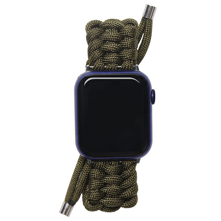 Nylon Woven Paracord Survival Strap For Apple Watch Band SE/7/6/5/4 - 45mm/ 40mm/ 44mm/ 38mm/ 42mm/ 41mm Sport Bracelet Band