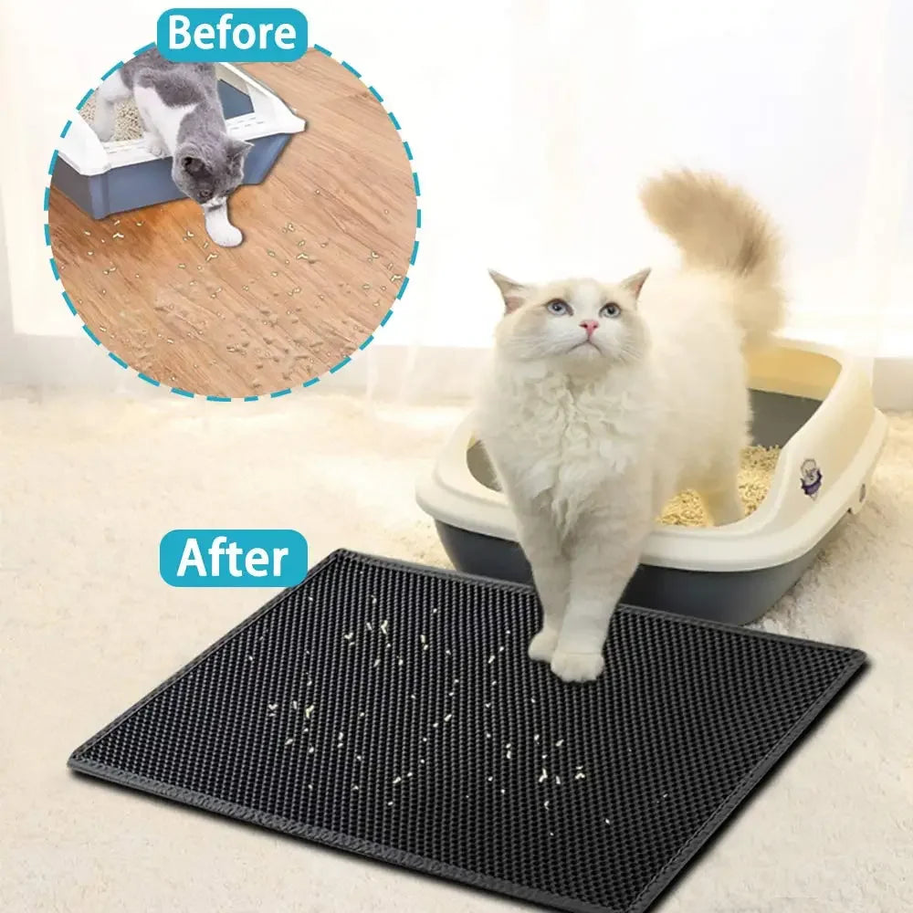 Washable Cat Litter Mat With Gift Double Layer Waterproof Pet Litter Box Mat Non-slip Sand Cat Pad Bed Mat Clean Pad Products