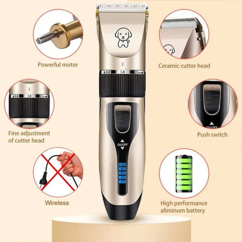 Dog Clipper QUIET Cordless Hair Clippers Grooming Kit (Pet/Cat/Dog/Rabbit) Haircut Trimmer Set for Pets Rechargeable Professional