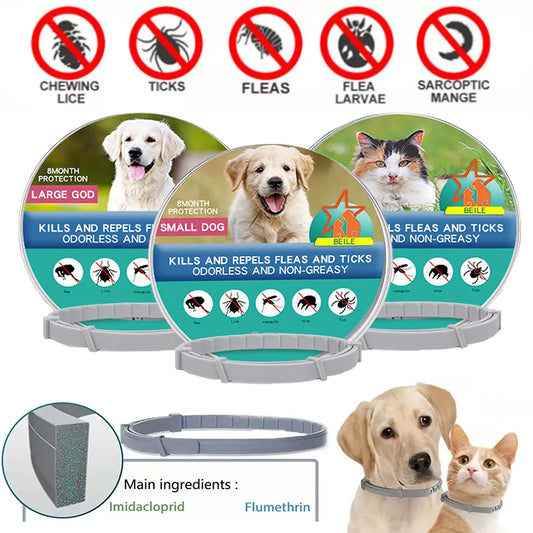 Anti Flea and Ticks Collar with 8-12 Month Protection Pet Collars For Puppy Cat Large Dogs *ALL NATURAL INGREDIENTS*