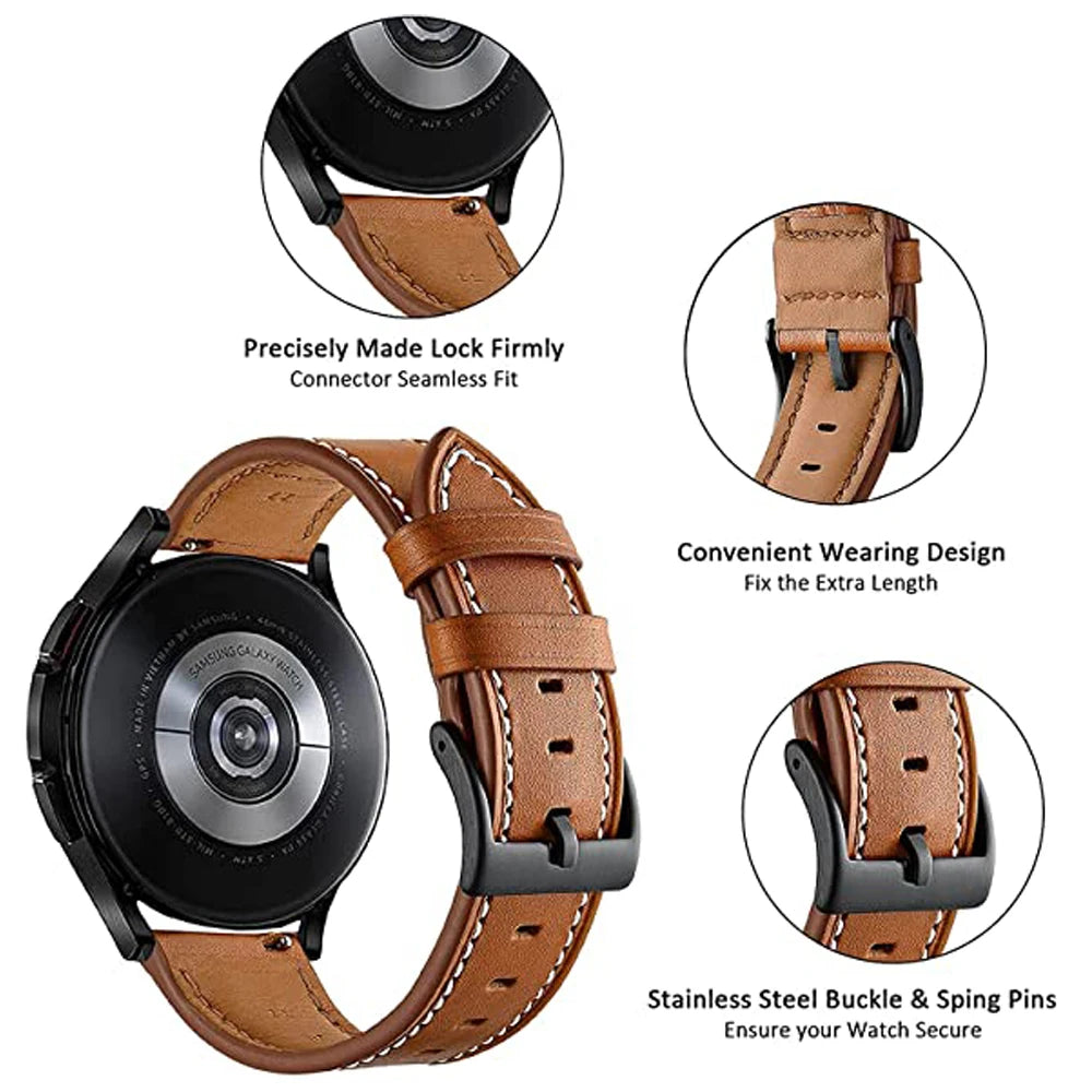 22mm Leather Strap Band For Samsung Galaxy Watch 3 45mm 46mm Gear S3 Frontier Classic Sports Smart Watch Wristband Bracelet Belt