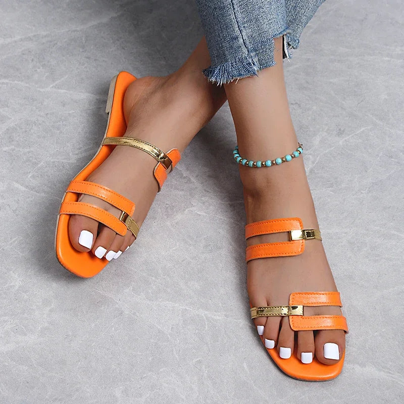 Color Block Sandals with Gold (Various Colors)