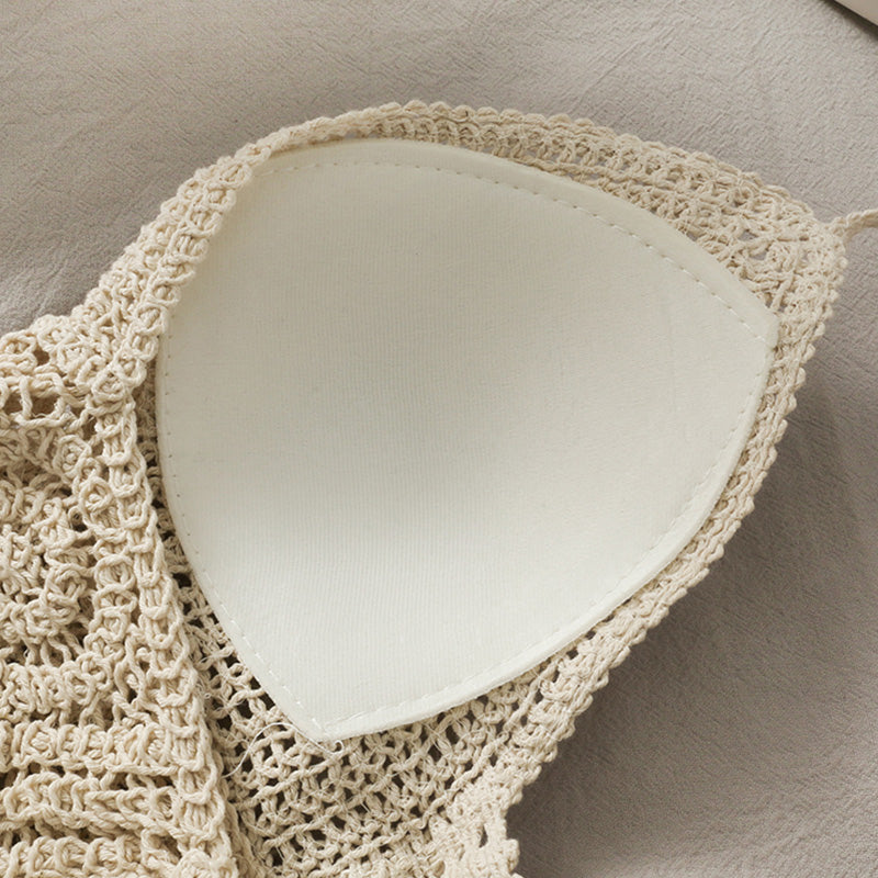 Handmade Crochet Halter Top – Boho Fringe Festival knit Crop Top Tank