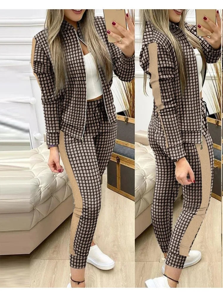 2 Piece Set Woman Trouser Suits - Jacket and Pants Tracksuit - Sportswear Casual Jogging Suit Plus Size Available