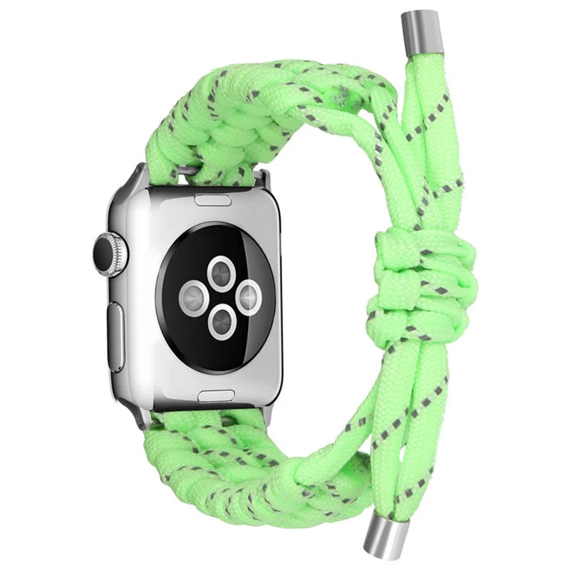 Nylon Woven Paracord Survival Strap For Apple Watch Band SE/7/6/5/4 - 45mm/ 40mm/ 44mm/ 38mm/ 42mm/ 41mm Sport Bracelet Band