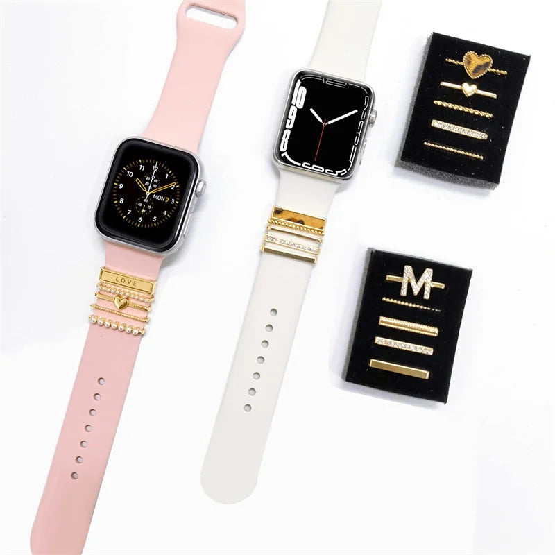 Decoration For Apple watch band 8 7 6 5 3 se Diamond Jewelry Charms Accessories samsung/Huawei watchstrap 20/22mm watch Bracelet