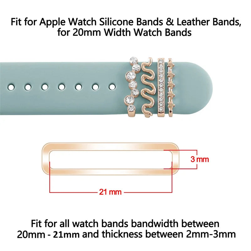 Watch Band Charms For Apple Watch Ultra band 8 7 6 3 se Diamond Jewelry Charms Accessories samsung/Huawei watch strap 20/22mm Bracelet