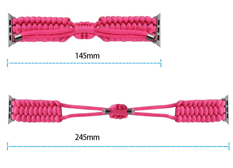 Nylon Woven Paracord Survival Strap For Apple Watch Band SE/7/6/5/4 - 45mm/ 40mm/ 44mm/ 38mm/ 42mm/ 41mm Sport Bracelet Band