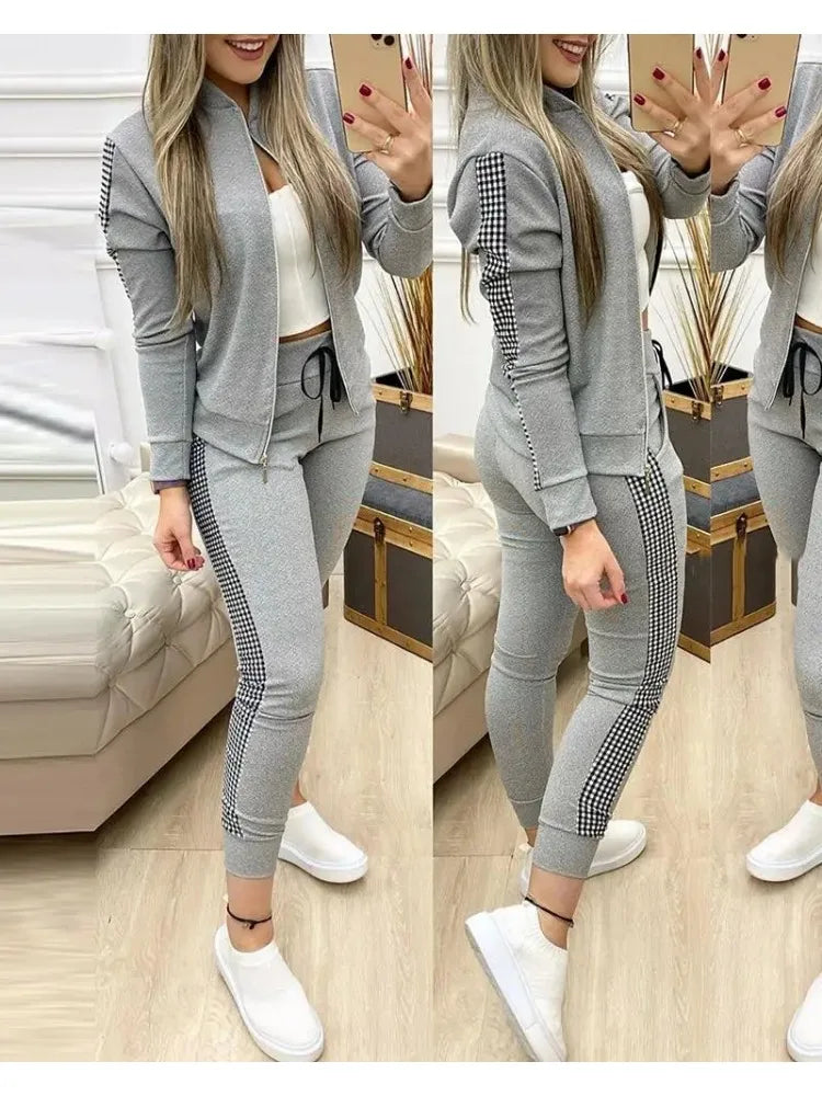 2 Piece Set Woman Trouser Suits - Jacket and Pants Tracksuit - Sportswear Casual Jogging Suit Plus Size Available