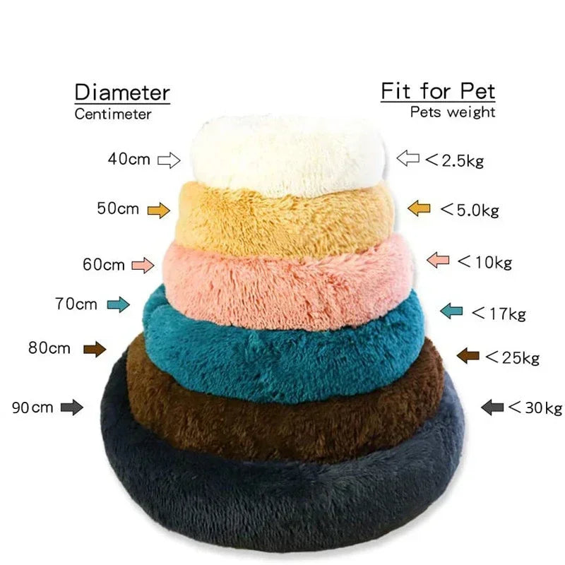 40-90cm Round Pet Bed for Small and Large Pets Dog or Cat Bed Super Soft Plush Great Winter Warm Sleeping