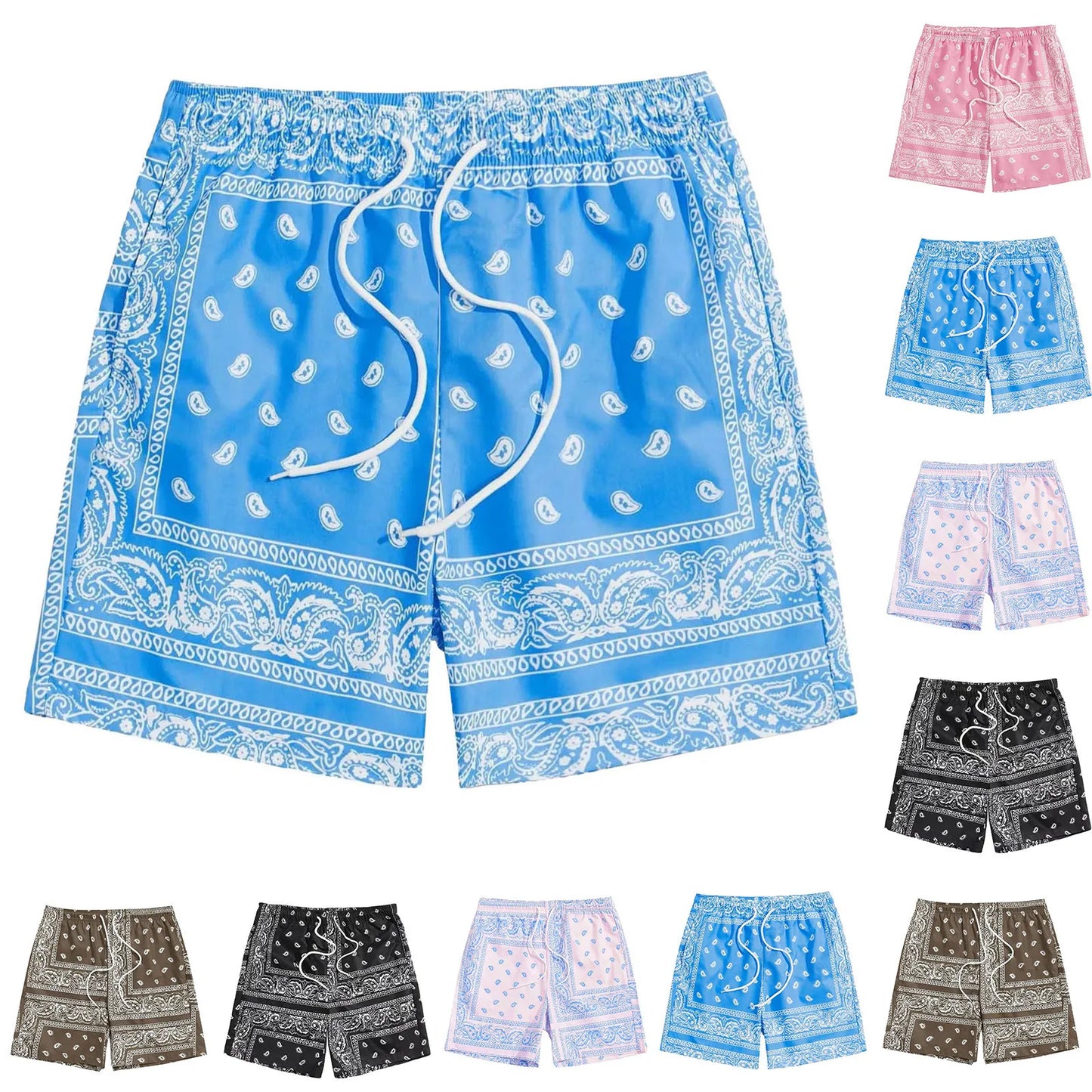 Bandana Paisley Print Shorts For Men Plus Size Available with Functional Drawstring