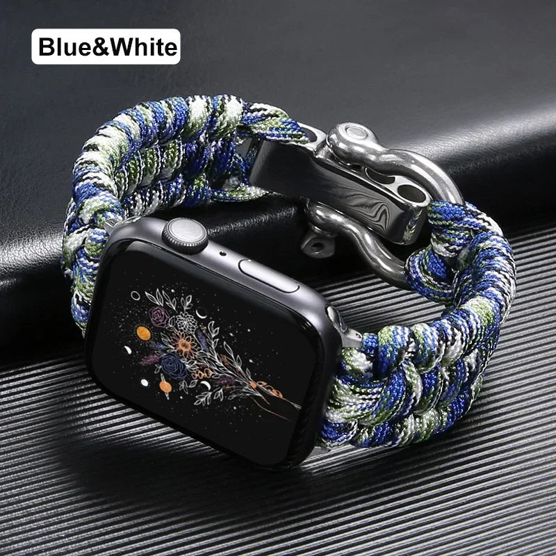 Survival Outdoor Braided Band for Apple Watch 49MM 45mm 44mm 42mm 41mm 40mm 38mm Strap for 7 6 5 4 8 9 SE Nylon Bracelet