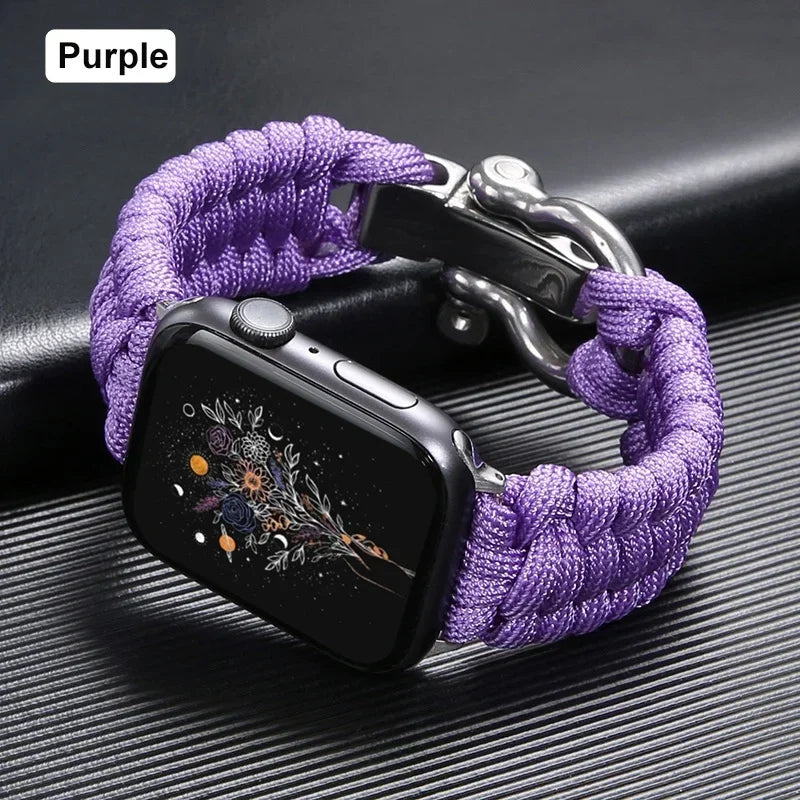 Survival Outdoor Braided Band for Apple Watch 49MM 45mm 44mm 42mm 41mm 40mm 38mm Strap for 7 6 5 4 8 9 SE Nylon Bracelet