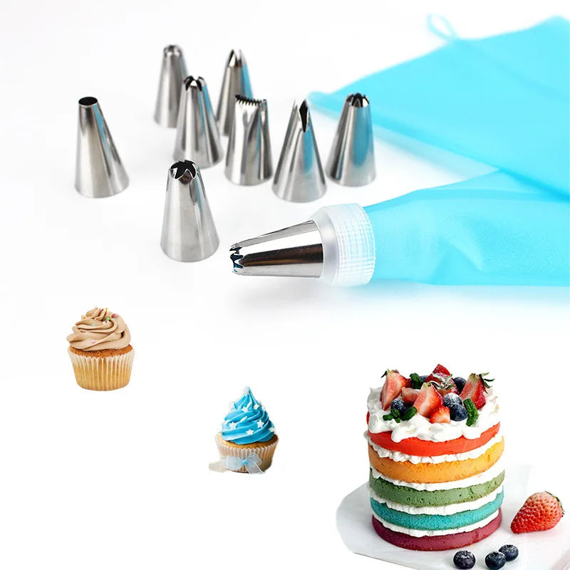 Silicone Cake decorating bag stainless steel decorating tip set cake decorating nozzle Kitchen DIY Cake baking tools