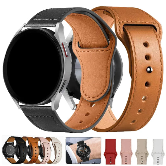 leather watch band strap For Samsung Galaxy watch 6/5/pro/4/Classic/Active 2 20mm 22mm bracelet correa huawei watch gt 4-2-3 pro band