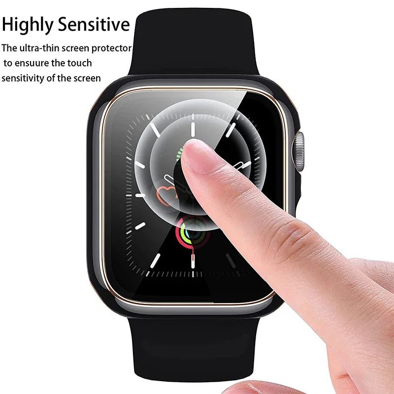 Bumper Cover Case with Tempered Glass For Apple Watch serie 9 4 5 6 SE 7 8 - 45mm 41mm 44mm 40mm 42mm