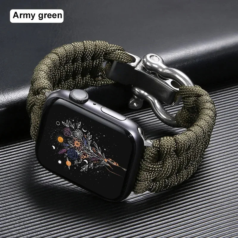 Survival Outdoor Braided Band for Apple Watch 49MM 45mm 44mm 42mm 41mm 40mm 38mm Strap for 7 6 5 4 8 9 SE Nylon Bracelet