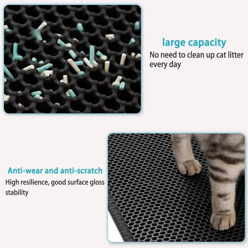 Washable Cat Litter Mat With Gift Double Layer Waterproof Pet Litter Box Mat Non-slip Sand Cat Pad Bed Mat Clean Pad Products