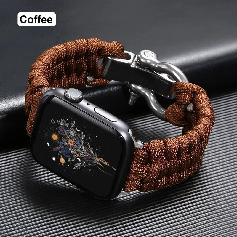 Survival Outdoor Braided Band for Apple Watch 49MM 45mm 44mm 42mm 41mm 40mm 38mm Strap for 7 6 5 4 8 9 SE Nylon Bracelet