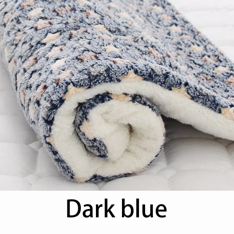 Pet Bed and Blanket Sleeping Mat Dog Bed Cat Bed Soft Hair Thickened Blanket Pad Fleece Home Washable Warm Pattern Blanket Pet Supplies