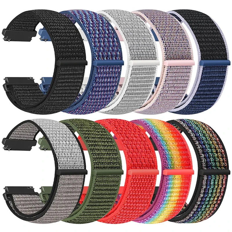 Rainbow Nylon Loop Band For Samsung Galaxy Watch 6 5 Pro/4/classic/gear s3 frontier/active Sport Bracelet Huawei watch gt2 3 22mm 20mm Strap