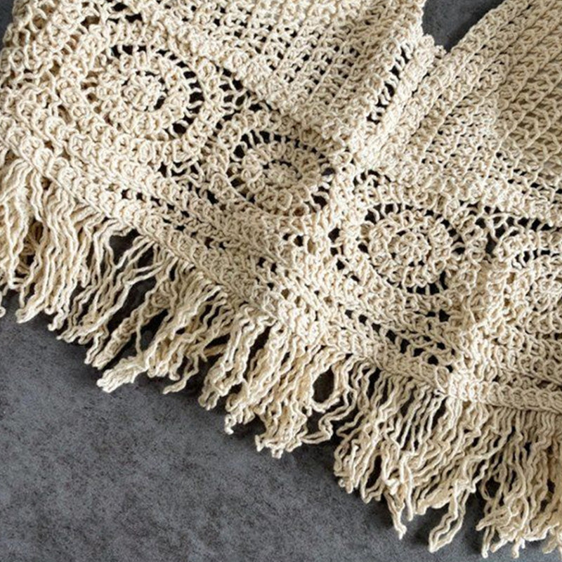 Handmade Crochet Halter Top – Boho Fringe Festival knit Crop Top Tank