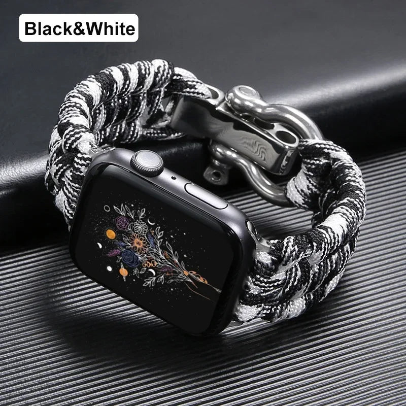 Survival Outdoor Braided Band for Apple Watch 49MM 45mm 44mm 42mm 41mm 40mm 38mm Strap for 7 6 5 4 8 9 SE Nylon Bracelet