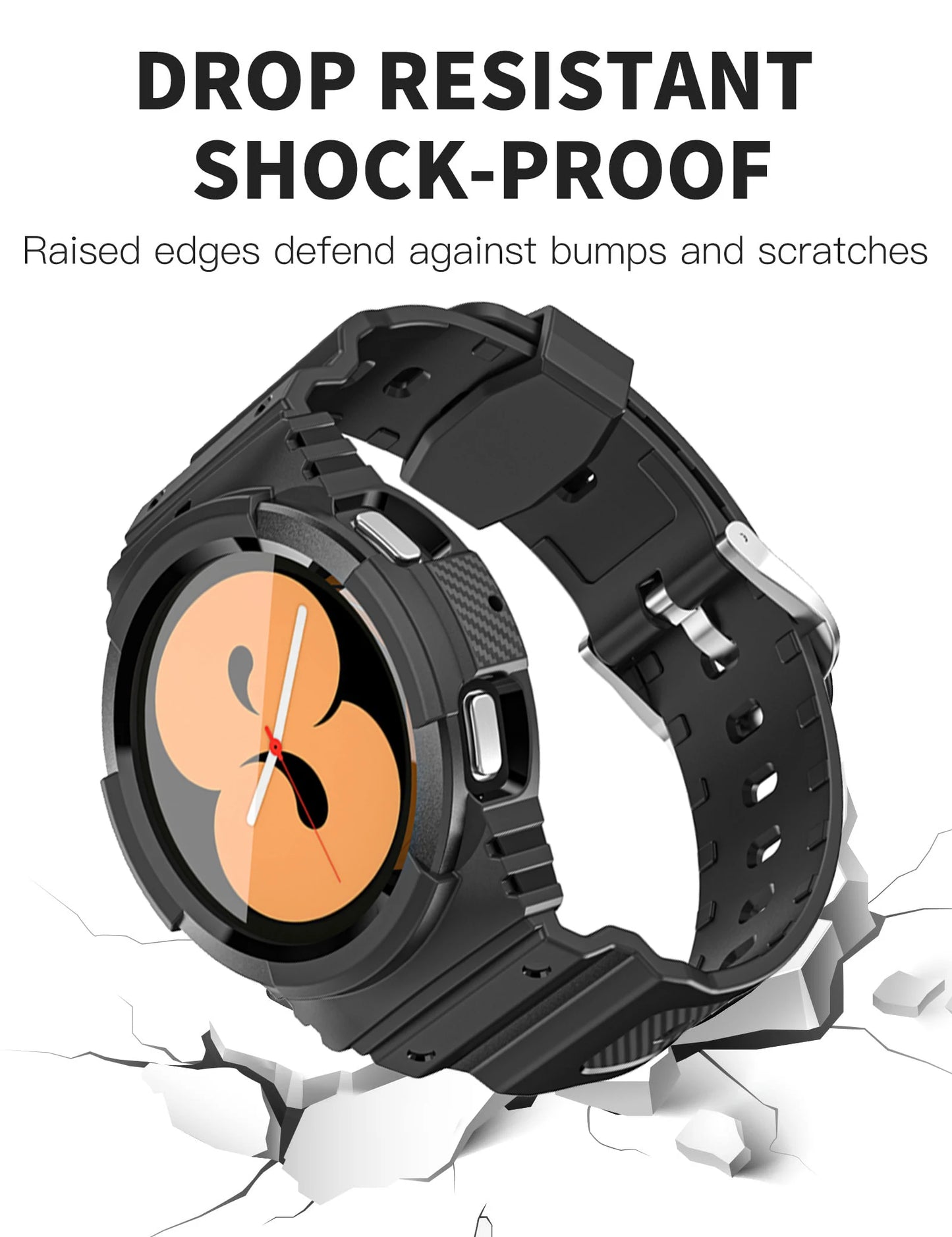 Rugged Shock Proof Case + Band for Samsung Galaxy Watch 4 44mm 40mm TPU Rugged Case+bracelet correa Galaxy Watch 4 Classic 46mm/42mm strap