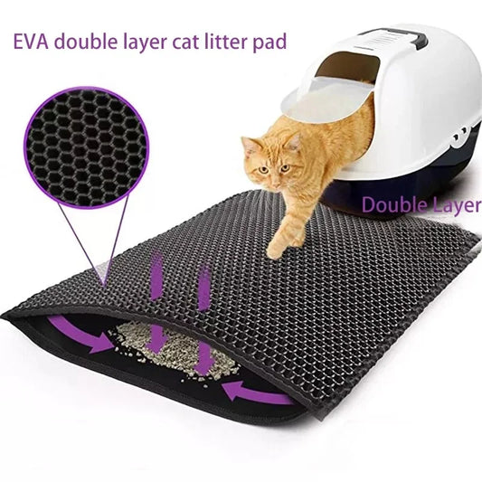 Washable Cat Litter Mat With Gift Double Layer Waterproof Pet Litter Box Mat Non-slip Sand Cat Pad Bed Mat Clean Pad Products