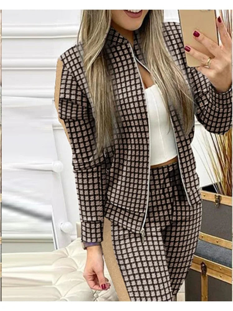 2 Piece Set Woman Trouser Suits - Jacket and Pants Tracksuit - Sportswear Casual Jogging Suit Plus Size Available