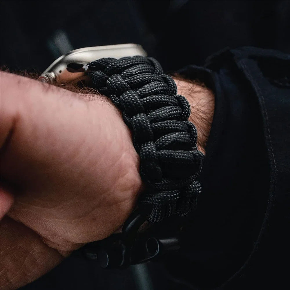 Survival Outdoor Braided Band for Apple Watch 49MM 45mm 44mm 42mm 41mm 40mm 38mm Strap for 7 6 5 4 8 9 SE Nylon Bracelet