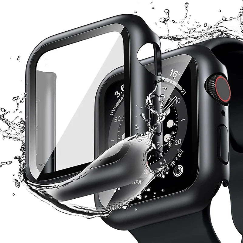 Bumper Cover Case with Tempered Glass For Apple Watch serie 9 4 5 6 SE 7 8 - 45mm 41mm 44mm 40mm 42mm