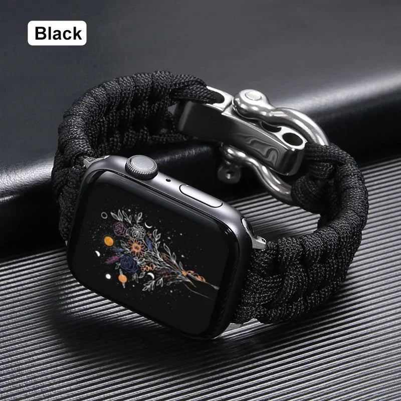 Survival Outdoor Braided Band for Apple Watch 49MM 45mm 44mm 42mm 41mm 40mm 38mm Strap for 7 6 5 4 8 9 SE Nylon Bracelet