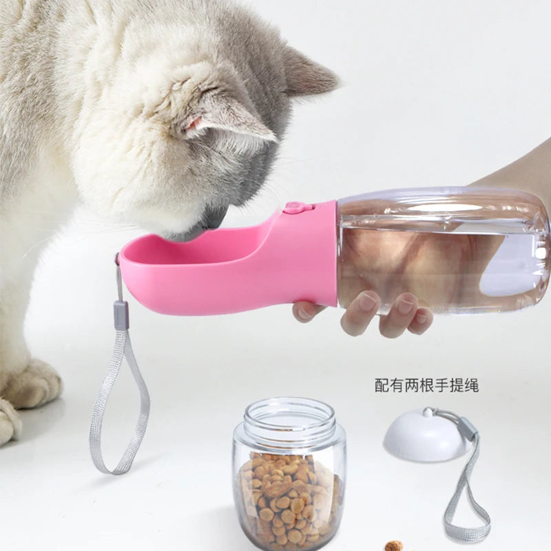 Food Grade material 2 in 1 Portable Pet Dog Water and Food Bottle for Walking Feeder for Dogs Drinking Bottle