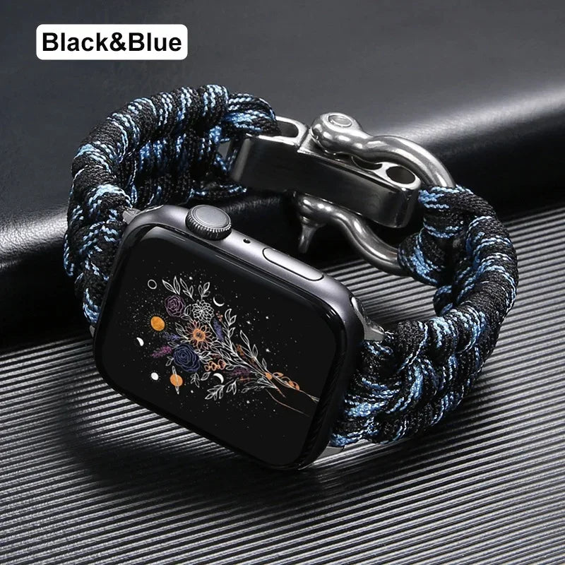 Survival Outdoor Braided Band for Apple Watch 49MM 45mm 44mm 42mm 41mm 40mm 38mm Strap for 7 6 5 4 8 9 SE Nylon Bracelet