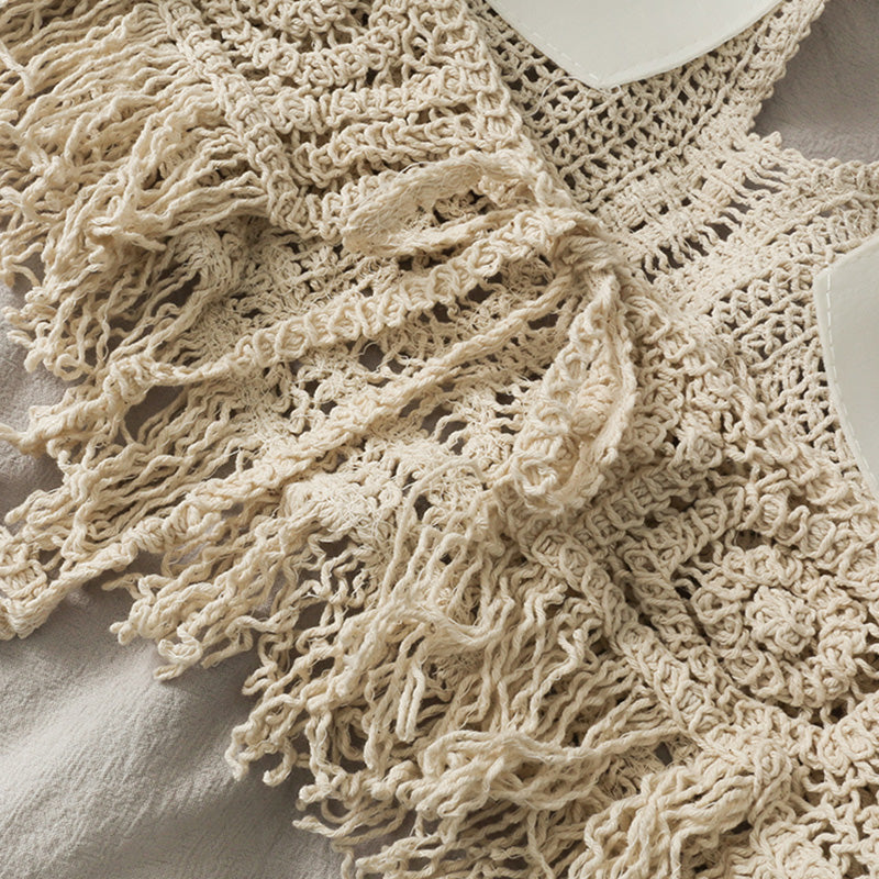 Handmade Crochet Halter Top – Boho Fringe Festival knit Crop Top Tank