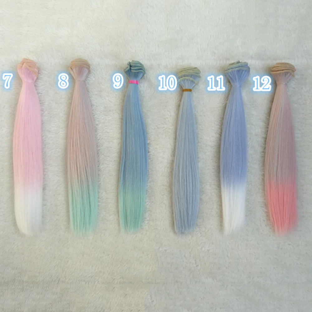 Gradient Long Straight Wig Synthetic Hair Extension Accessory for DIY BJD Doll