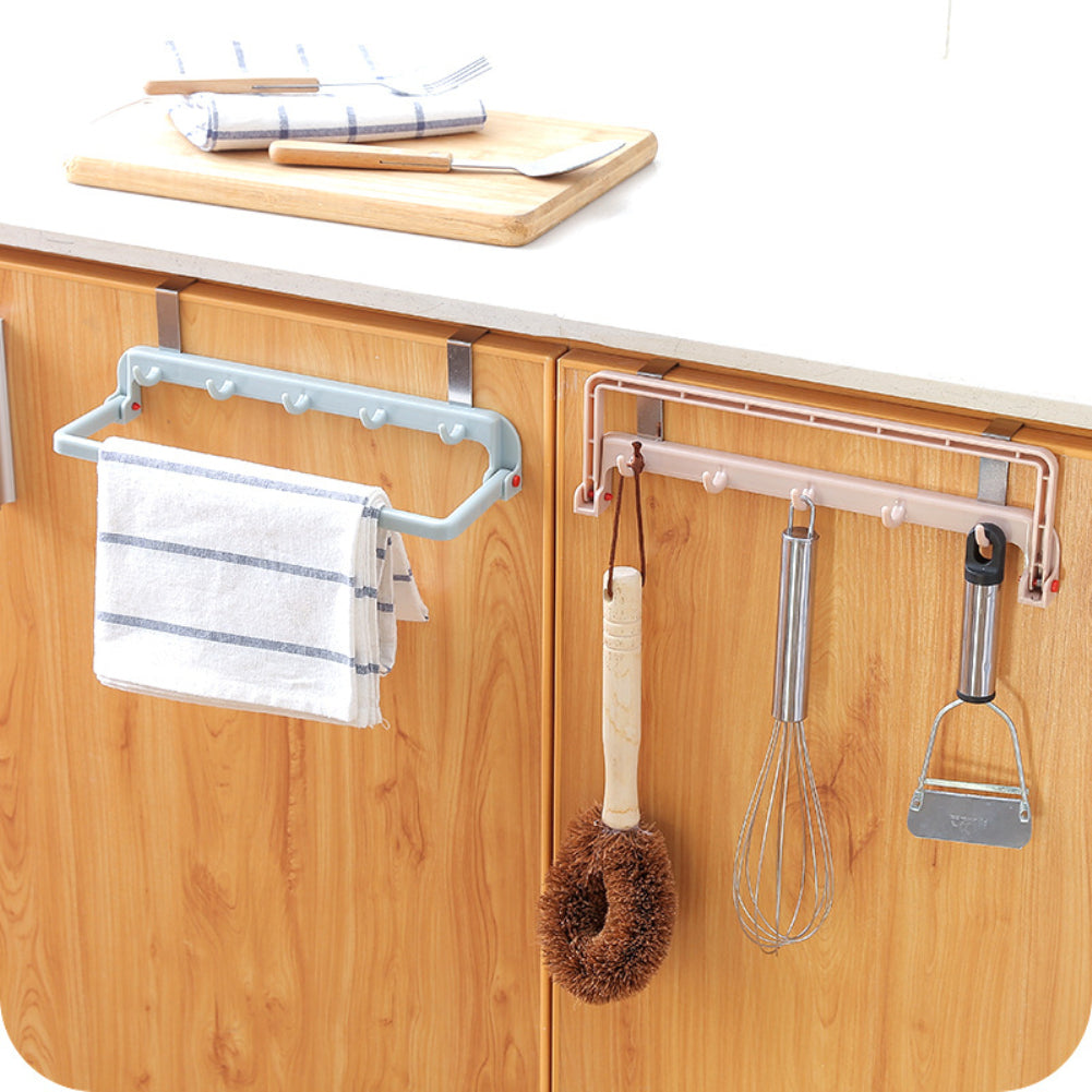 Over Door Foldaway Rack with hooks Organizer Shelf for Cooking Tools