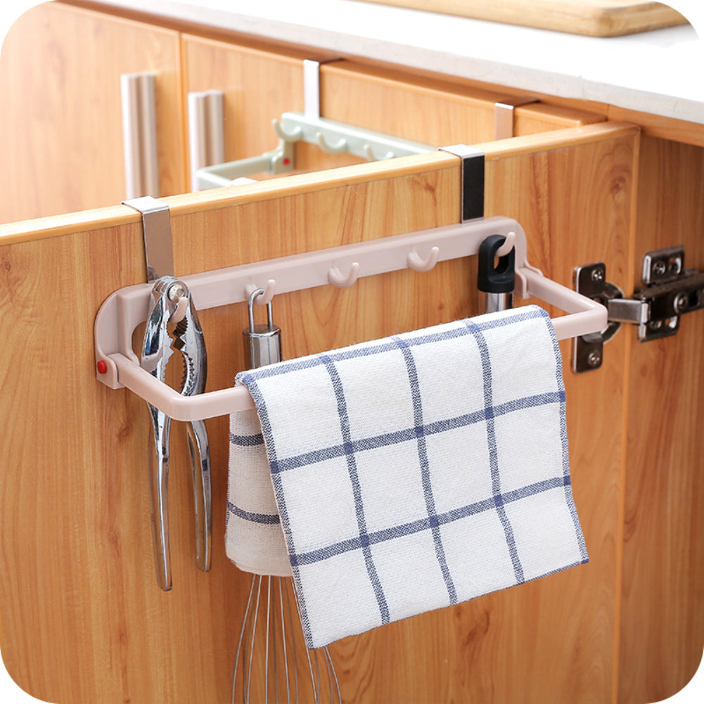 Over Door Foldaway Rack with hooks Organizer Shelf for Cooking Tools