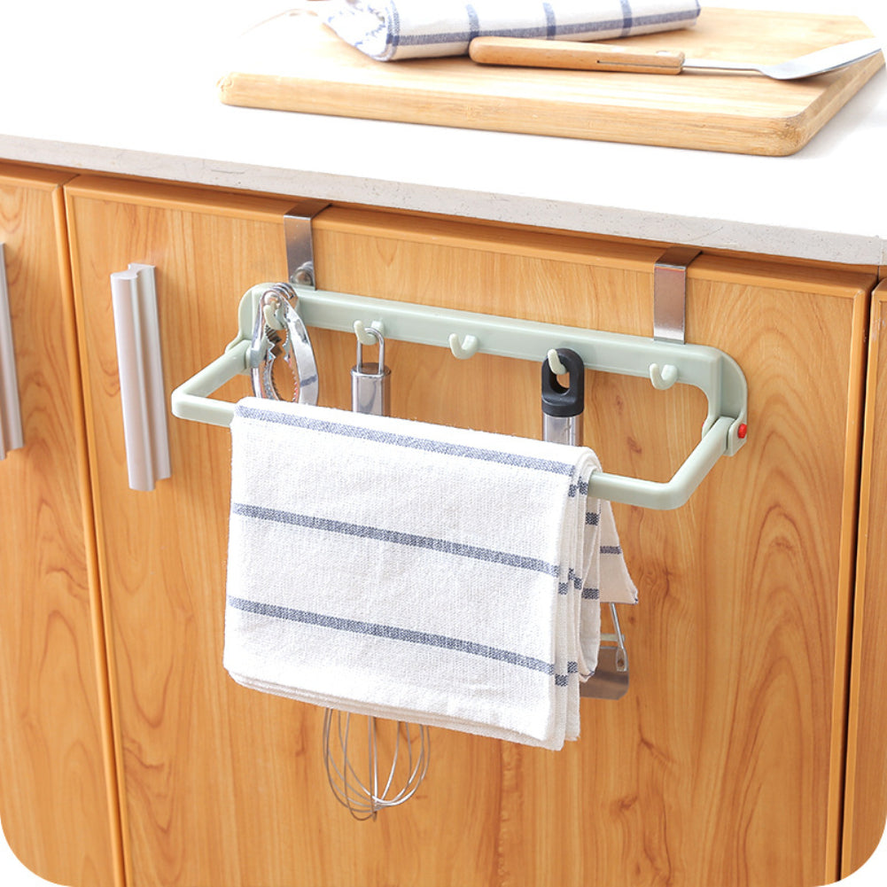 Over Door Foldaway Rack with hooks Organizer Shelf for Cooking Tools