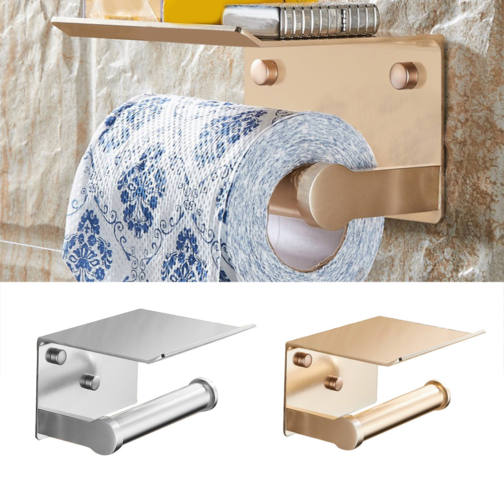 Wall Mounted Bathroom Toilet Roll Paper Holder Tissue Racks with Storage Shelf