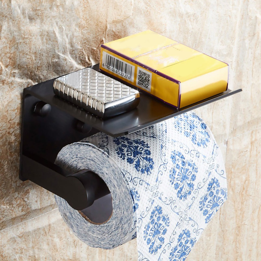 Wall Mounted Bathroom Toilet Roll Paper Holder Tissue Racks with Storage Shelf