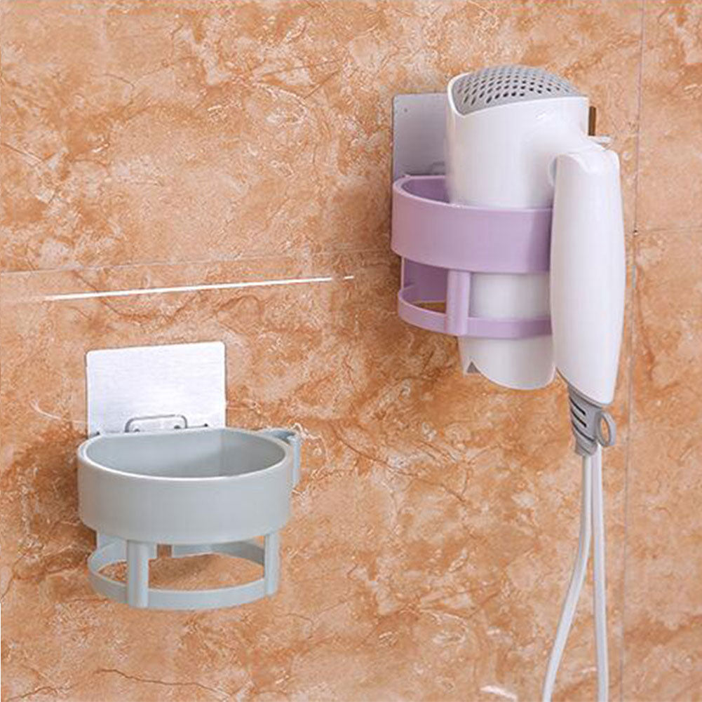 Hair Dryer Rack Space Bathroom Wall Holder Adhesive Cup Shelf Storage Tool