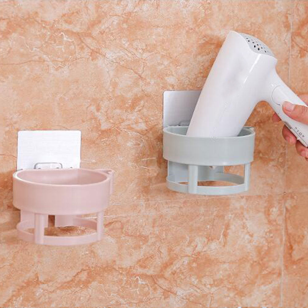 Hair Dryer Rack Space Bathroom Wall Holder Adhesive Cup Shelf Storage Tool