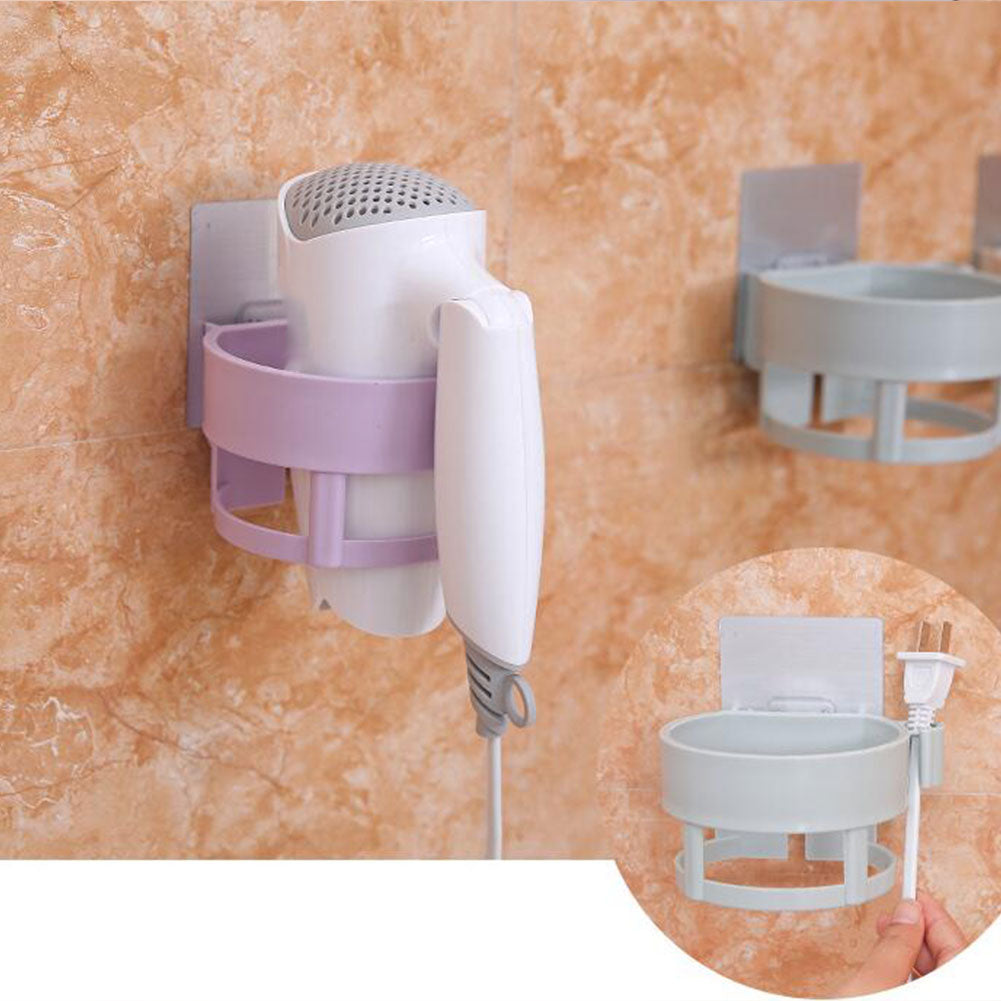 Hair Dryer Rack Space Bathroom Wall Holder Adhesive Cup Shelf Storage Tool