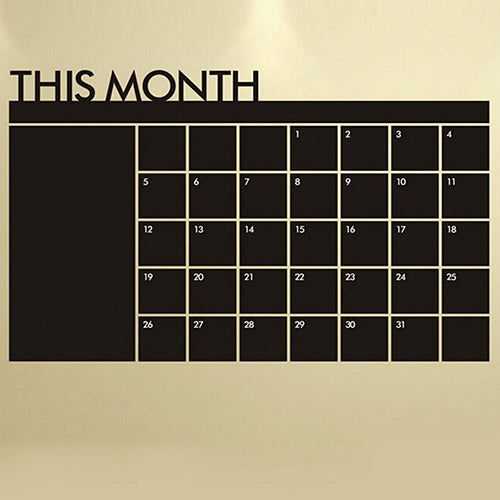 DIY Month Calendar Blackboard Wall Sticker Waterproof Removable Room Wallpaper